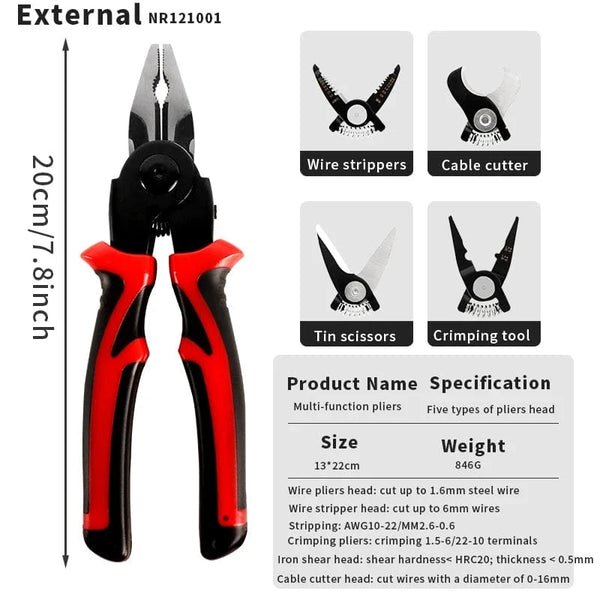 SearchFindOrder 5 in 1 External 5-in-1 Interchangeable Pliers Kit