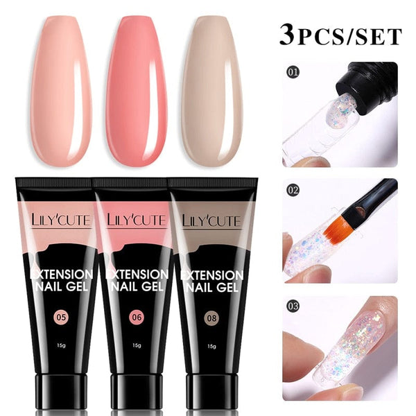 SearchFindOrder 55245-5 Blossom Gel French Elegance Nail Kit 15ml Quick Extension Gel Set Soak Off Formula for DIY Manicures and Nail Art Perfection