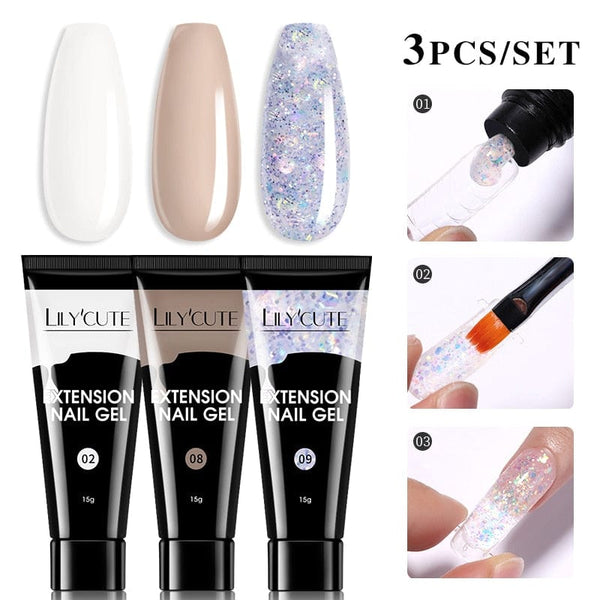 SearchFindOrder 55262-2 Blossom Gel French Elegance Nail Kit 15ml Quick Extension Gel Set Soak Off Formula for DIY Manicures and Nail Art Perfection