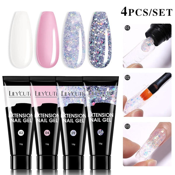 SearchFindOrder 55262-8 Blossom Gel French Elegance Nail Kit 15ml Quick Extension Gel Set Soak Off Formula for DIY Manicures and Nail Art Perfection