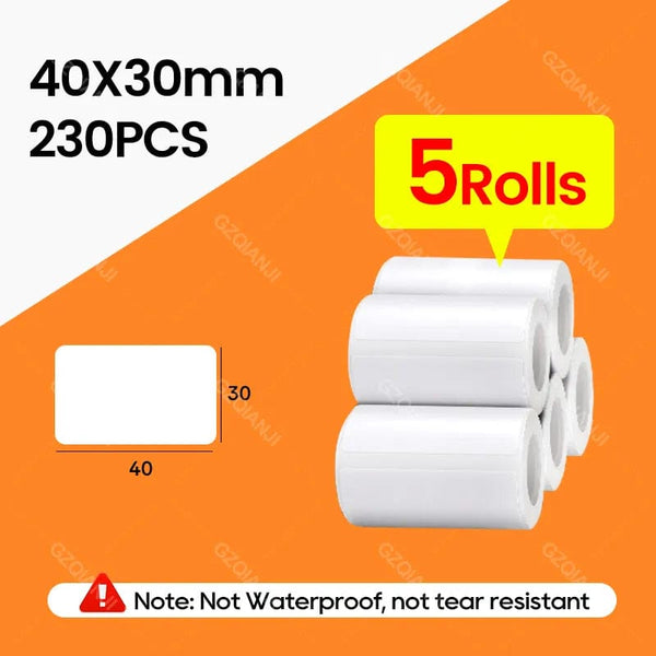 SearchFindOrder 5Rolls 40x30mm Pocket Printer Pro Red Bluetooth Label Maker Extra Paper