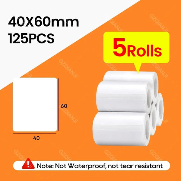 SearchFindOrder 5Rolls 40x60mm Pocket Printer Pro Red Bluetooth Label Maker Extra Paper