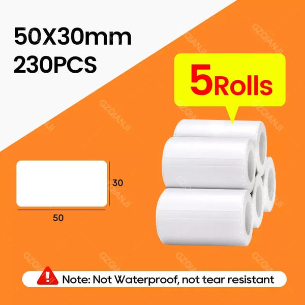 SearchFindOrder 5Rolls 50x30mm Pocket Printer Pro Red Bluetooth Label Maker Extra Paper