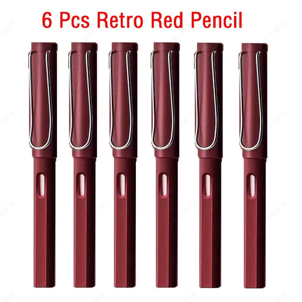 SearchFindOrder 6 retro red Magic Flow 6-Piece Infinite Inkless Fountain Pen Set for Art, Sketching, and Kids' Gifts