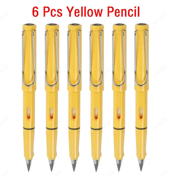 SearchFindOrder 6 yellow Magic Flow 6-Piece Infinite Inkless Fountain Pen Set for Art, Sketching, and Kids' Gifts