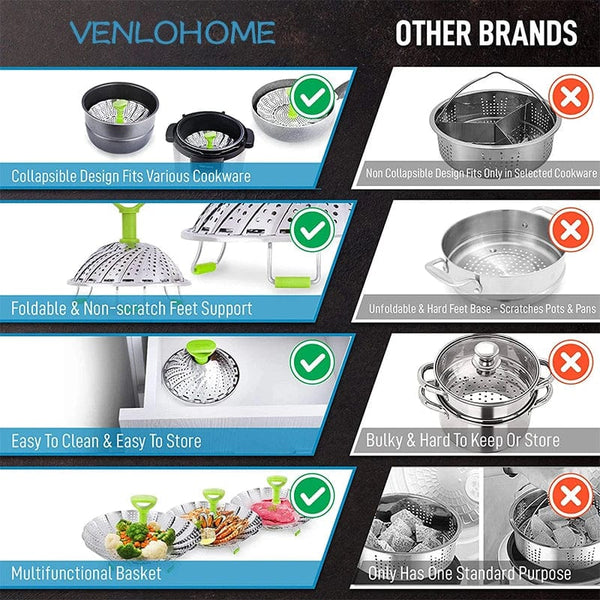 SearchFindOrder 9 Inch Stainless Steel Folding Food Steamer
