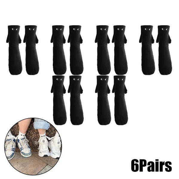 SearchFindOrder A Black 6PCS Playful Magnetic Gaze Harmony Socks Black & White Edition