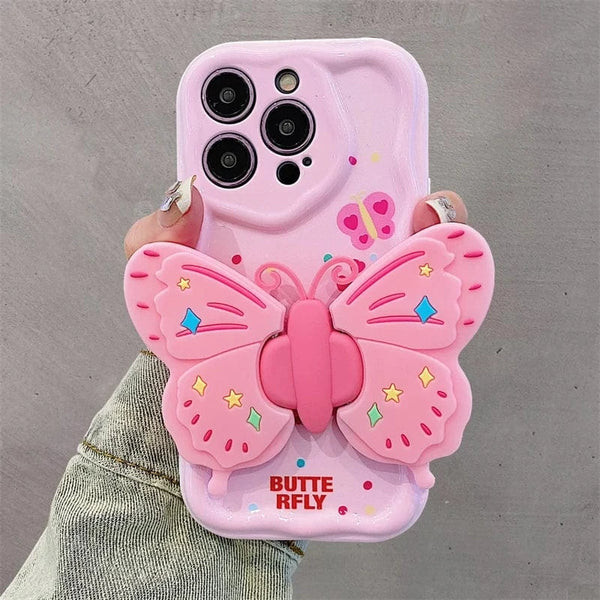 SearchFindOrder A / for iPhone 8 7 Pink Butterfly 3D Bracket Phone Case