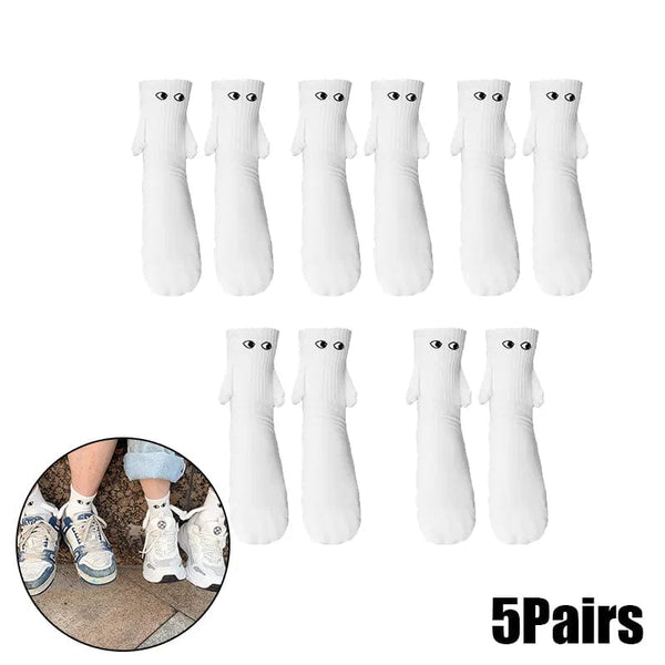 SearchFindOrder A White 5PCS Playful Magnetic Gaze Harmony Socks Black & White Edition