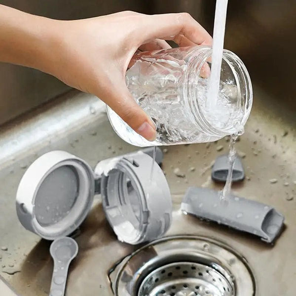 SearchFindOrder Airtight Lockable Transparent Glass Spice Jars with Spoon