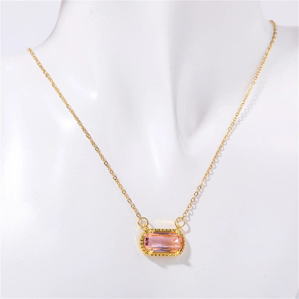 SearchFindOrder AprilPinkTransparent Stone Aura Necklace