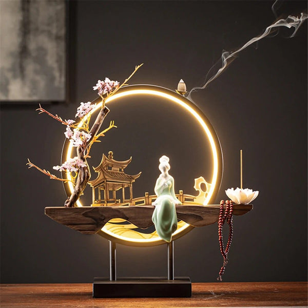 SearchFindOrder B-4 Lumina Flow Ceramic Incense Burner Night-Time Elegance & Decor Delight for Your Space