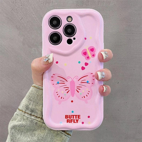 SearchFindOrder B / for iPhone 8 7 Pink Butterfly 3D Bracket Phone Case