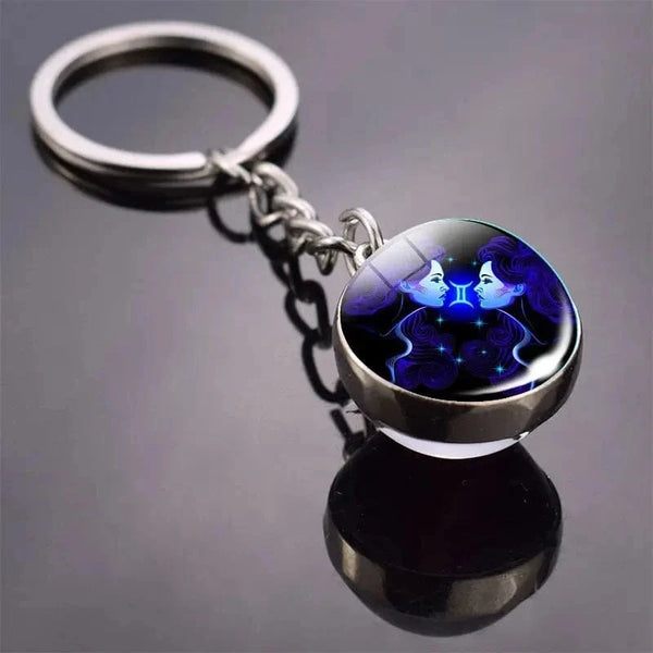 SearchFindOrder B-Gemini Luminous Double-Sided Glass Zodiac Keychain