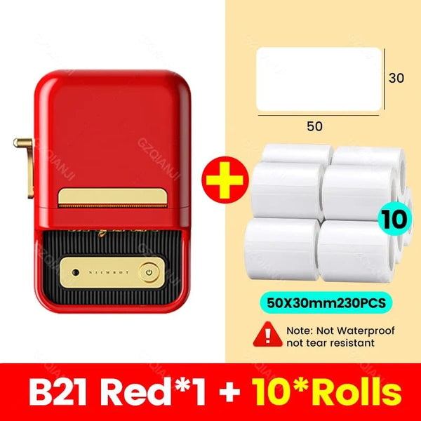 SearchFindOrder B21 Add 10Rolls50x30 Pocket Printer Pro Red Bluetooth Label Maker