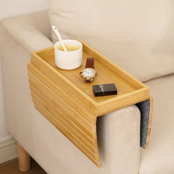 SearchFindOrder Bamboo Bamboo Wood Foldable Sofa Armrest Tray
