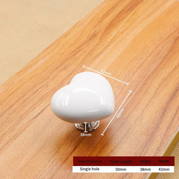 SearchFindOrder Big White Heartfelt Ceramic Cabinet, Drawer and Toilet Knob A Creative Touch for Your Home, Apartment, or Hotel Furniture