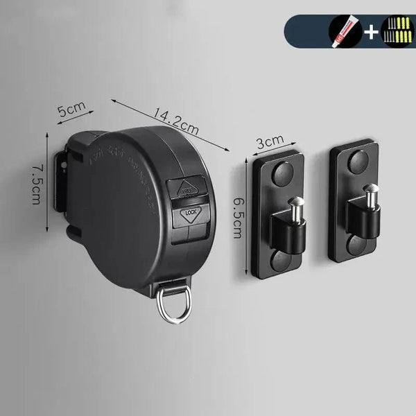 SearchFindOrder Black A Retractable Clothesline Space-Saving Adjustable Laundry Drying Rope