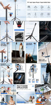 SearchFindOrder Black Automatic Pop Open Phone Tripod with 70" Extendable Selfie Stick & Magnetic Remote
