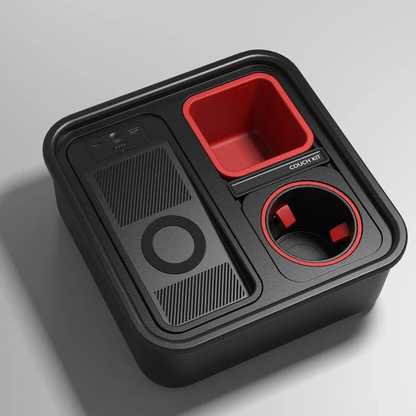 SearchFindOrder Black Creative Drink & Container Organizer for Couch, Car, Travel, and Table Use