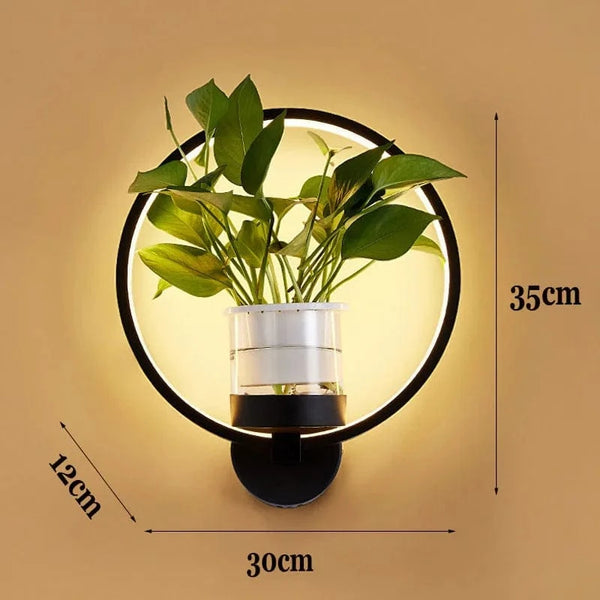 SearchFindOrder Black-round / No plants / 36W Modern Minimalist LED Wall Light