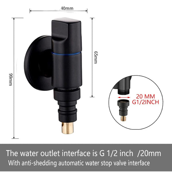 SearchFindOrder Black Washing Machine Three-way Faucet Valve