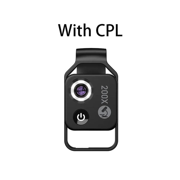 SearchFindOrder Black with CPL 200X Microscope Lens with CPL Mobile LED Guide Lightfor iPhone & Samsung