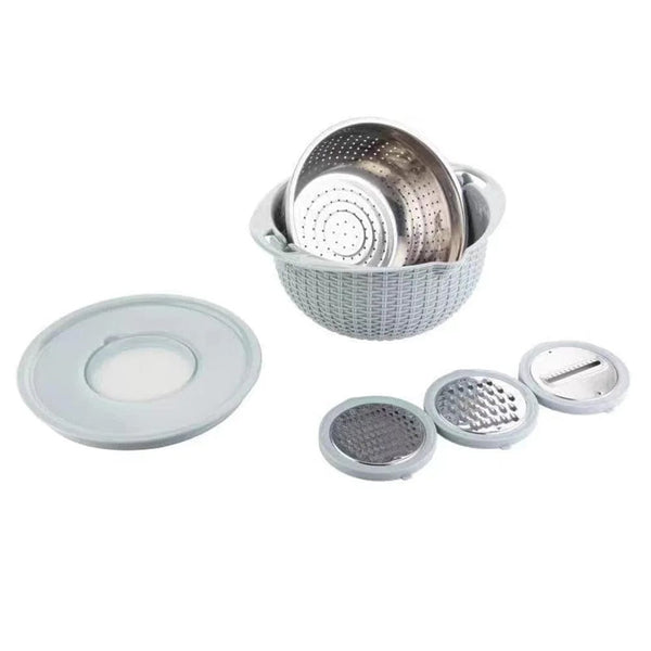 SearchFindOrder Blue 4-in-1 Colander with Mixing Bowl Set