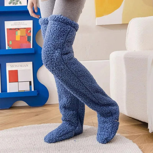 SearchFindOrder Blue 90cm / One Size Fuzzy High Over Knee Socks