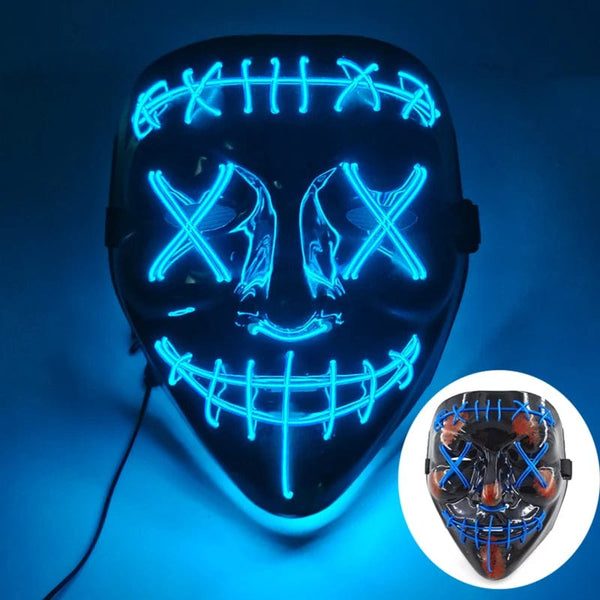 SearchFindOrder Blue LED Light-Up Halloween Mask