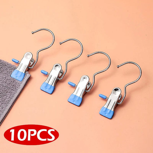 SearchFindOrder blue Stainless Steel 10 Pack Versatile Laundry Clips
