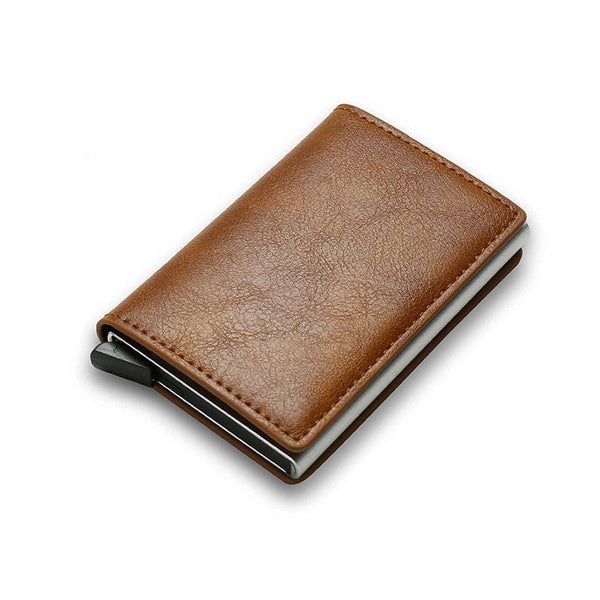 SearchFindOrder Brown B Men's and Women's Carbon Fiber RFID Wallets - Slim Trifold Design