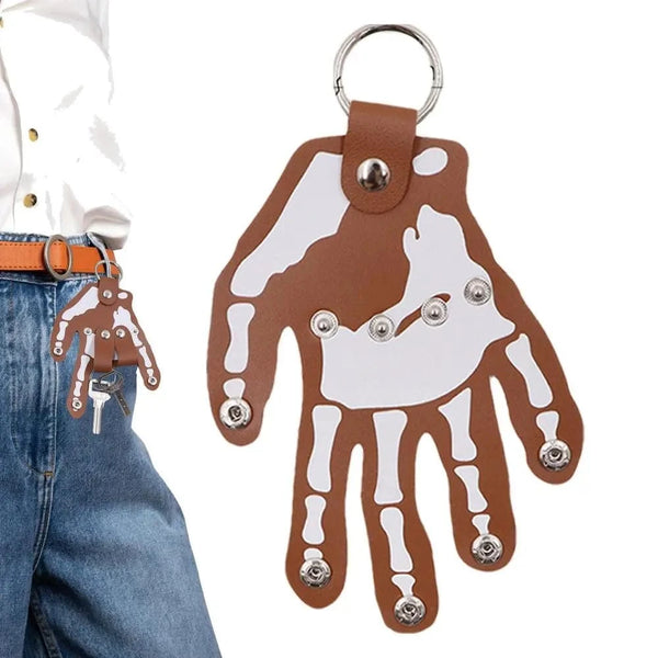 SearchFindOrder Brown Hand-Shaped Leather Keychain
