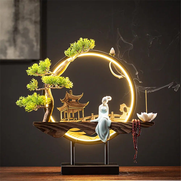 SearchFindOrder C-3 Lumina Flow Ceramic Incense Burner Night-Time Elegance & Decor Delight for Your Space