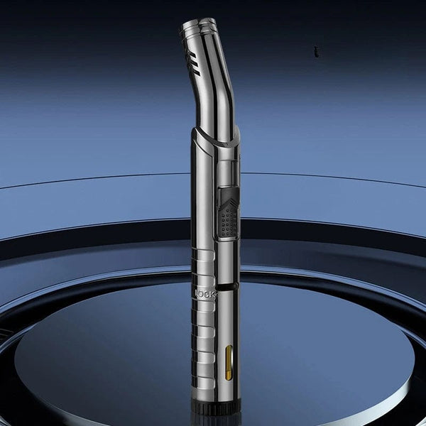 SearchFindOrder C-Black Nickel / CHINA Lightsaber 360° Wind Guard Butane Lighter Metal Torch for Outdoor Adventures, BBQ, Welding, & Cigars