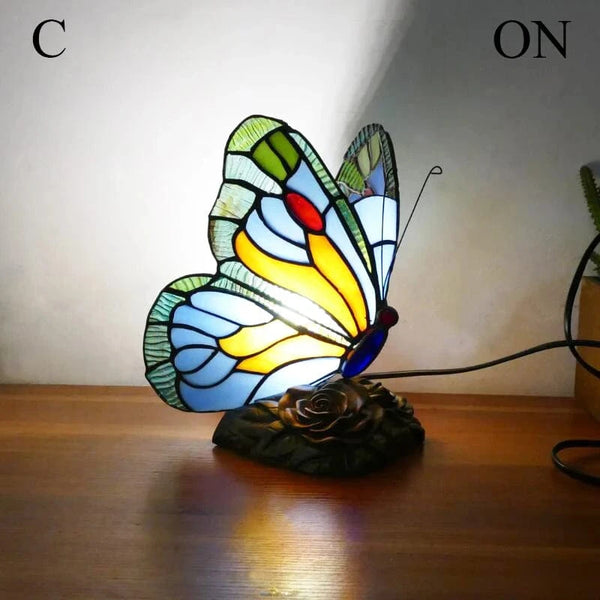 SearchFindOrder C LED Table lamp Tiffany Desk decorate Light Butterfly Stained Glass Creativity Art Bedroom Bedside Study Nightstand NIght Light