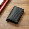 SearchFindOrder Carbon Fiber Card Holder Wallets Men RFID Black Magic Trifold Leather Slim Mini Wallet Small Money Bag Male Purses Wallet Women