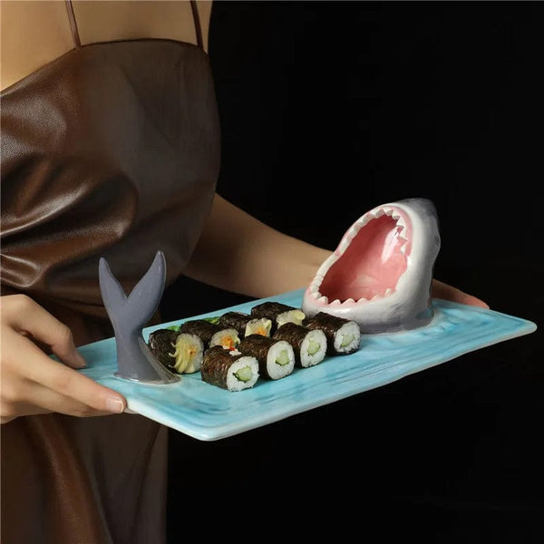 SearchFindOrder Ceramic Sushi Shark Shape Plate