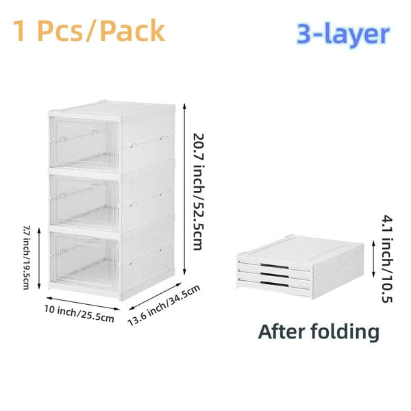 SearchFindOrder China / 3-layer 6-Tier Stackable Sneaker Storage: Transparent, Dustproof, Foldable Shoe Boxes