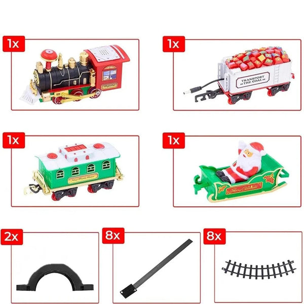 SearchFindOrder Christmas Rail Car Christmas Tree Train Electric Sound and Light Track Car