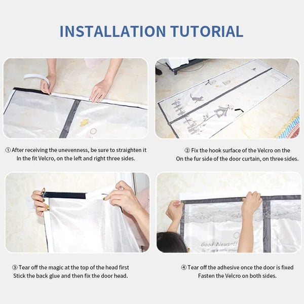 SearchFindOrder Coldproof Cotton Door Screen with a Transparent Window, Waterproof Magnetic Screen Door