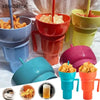 SearchFindOrder Creative 2-in-1 Popcorn Snack and Beverage Cup with Straw and Handle
