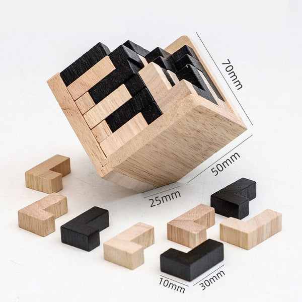 SearchFindOrder Creative 3D Wooden PuzzleInterlocking Cube Brain Teaser and Early Learning Educational Toy for Kids