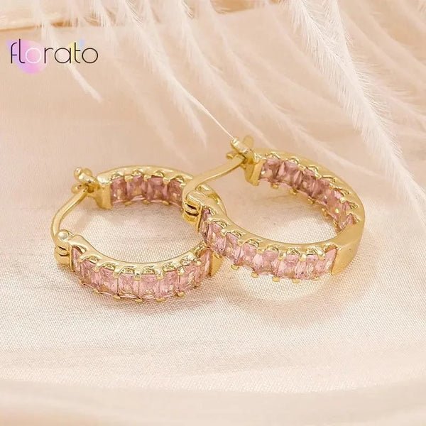 SearchFindOrder Crystal Round Hoop Earrings