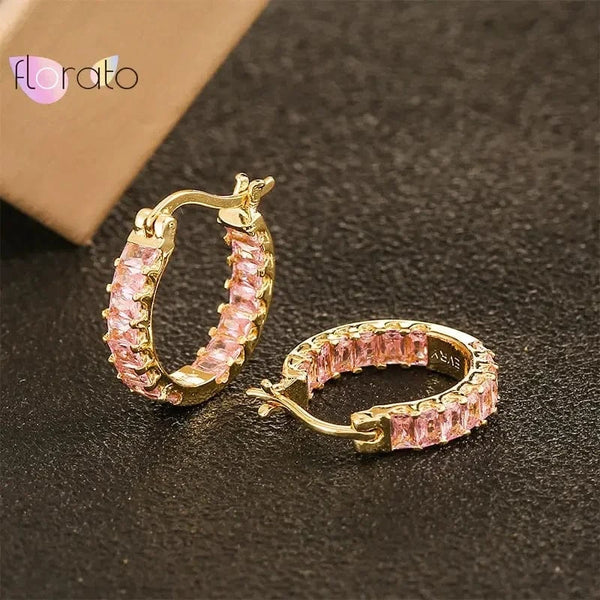SearchFindOrder Crystal Round Hoop Earrings
