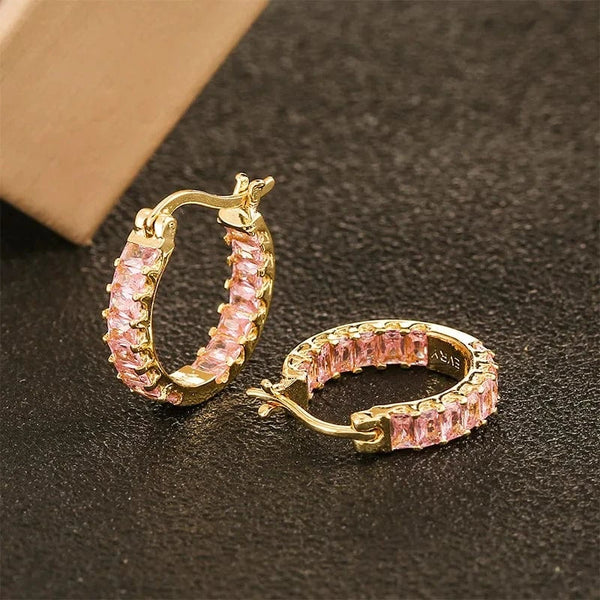SearchFindOrder Crystal Round Hoop Earrings