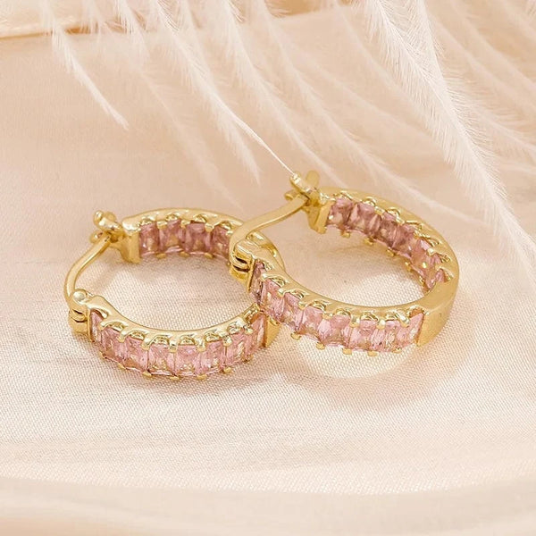 SearchFindOrder Crystal Round Hoop Earrings