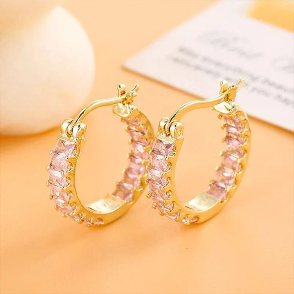 SearchFindOrder Crystal Round Hoop Earrings