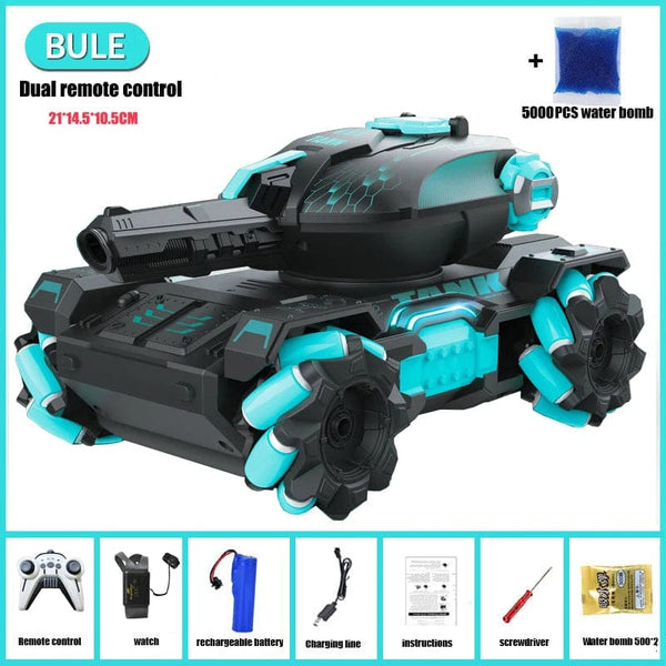 SearchFindOrder Cyan-Dual RC Toy Tank with Gesture and Remote Control