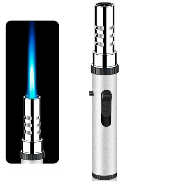 SearchFindOrder D-Silver Lightsaber 360° Wind Guard Butane Lighter Metal Torch for Outdoor Adventures, BBQ, Welding, & Cigars